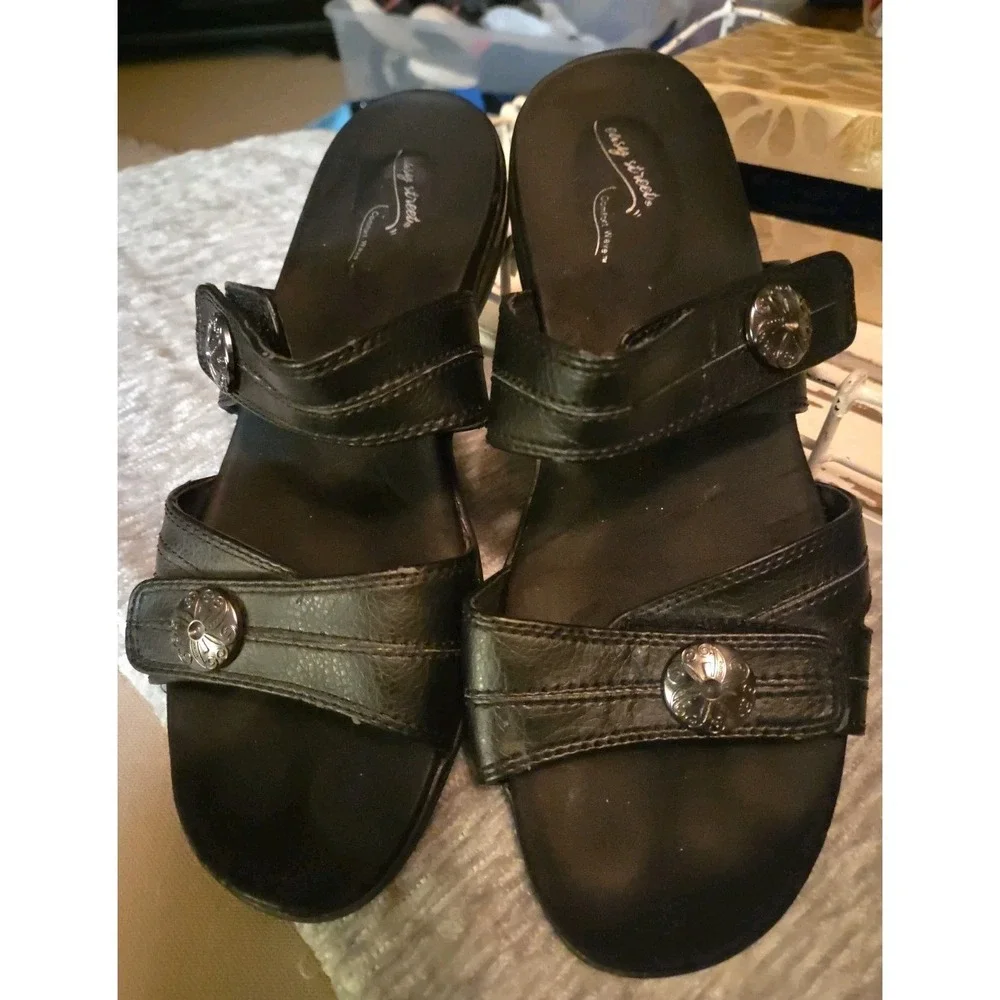 Easy Street Comport Wave Women's‎ Sandals 8.5M Black ASHBY 30-4942 Adjustable